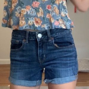 Dark wash American eagle shorts